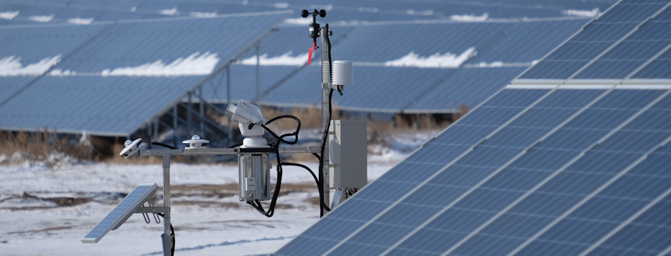 Meteorological station on solar project site